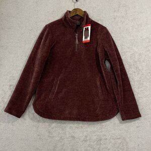 NEW 32 Degrees Heat Womens M Maroon 1/4 Zip Pullover Sweatshirt Polyester Fleece